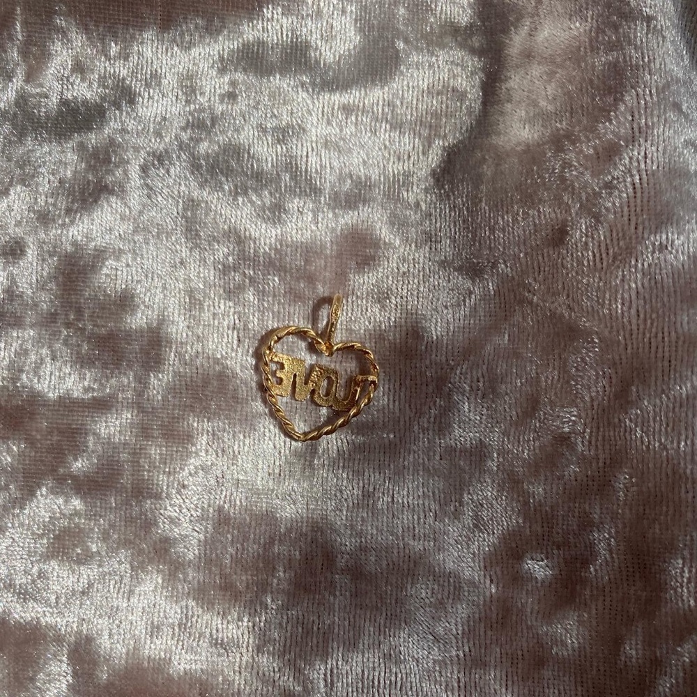 14k Solid Gold Heart Love Pendant View 5
